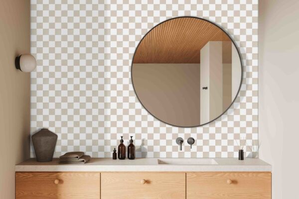 200X200 CHECKER BOARD TAUPE K:10 - Numune